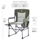 EVER ADVANCED Camping Directors Chair Side Table Portable Folding Chair, Green - Brand New