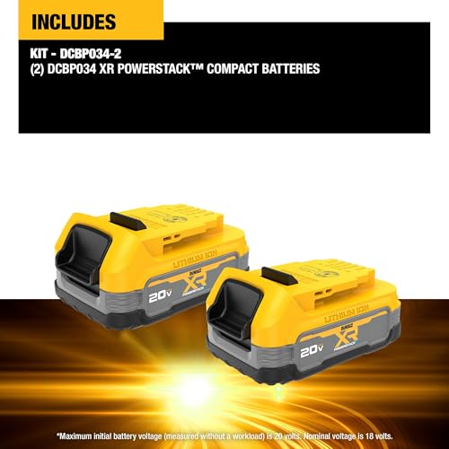 DEWALT 20V MAX POWERSTACK COMPACT BATTERY (2 PACK) DCBP034-2 - YELLOW - Brand New