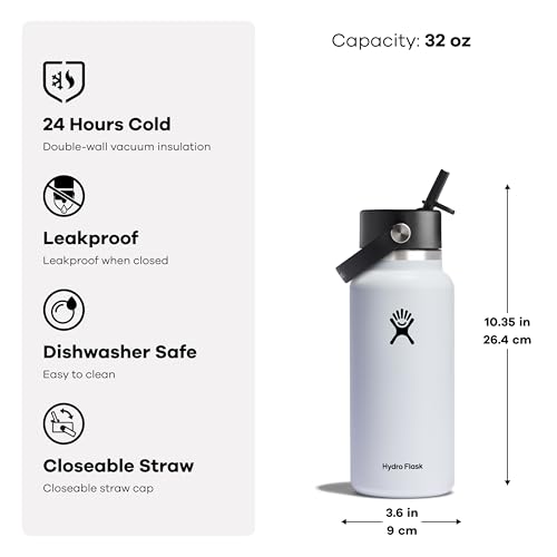 HYDRO FLASK 32OZ WIDE FLEX STRAW CAP BOTTLE W32BFS678 - Trillium - Brand New