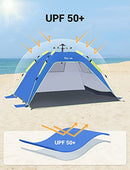 Glymnis Pop Up Beach Tent for 3-4 Person, UPF 50+, Lightweight, Easy Setup - Brand New