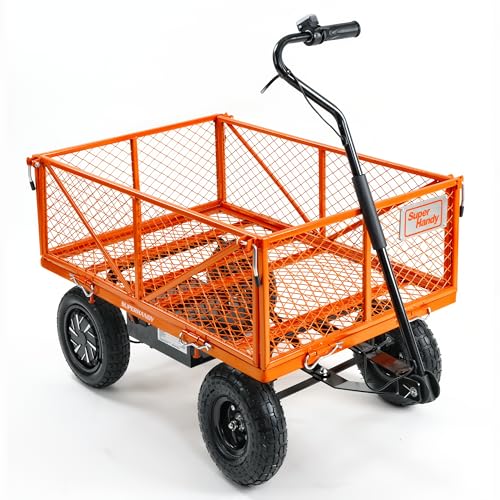 SuperHandy Electric-Assist Garden Cart, 5.7 Cubic Ft Utility Wagon - Orange - Like New