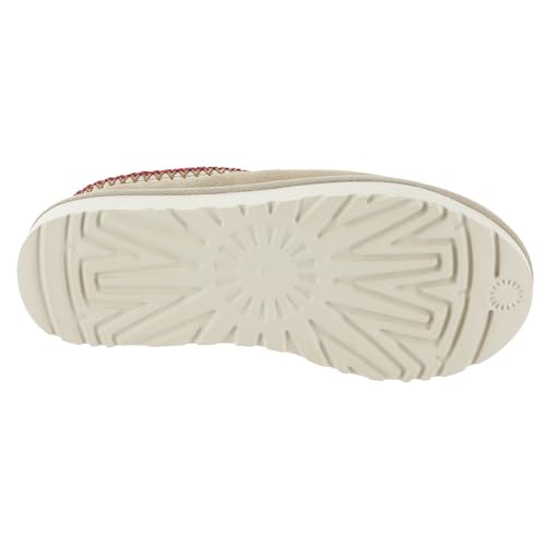 5955 UGG WOMEN TASMAN SLIPPER SAND/DARKCHERRY SIZE WOMEN 9 - Like New