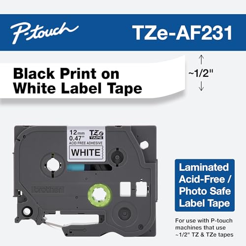 BROTHER GENUINE P-TOUCH TAPE 1/2" ACID-FREE ADHESIVE LAMINATED TZEAF231 - 2 Pack - Brand New
