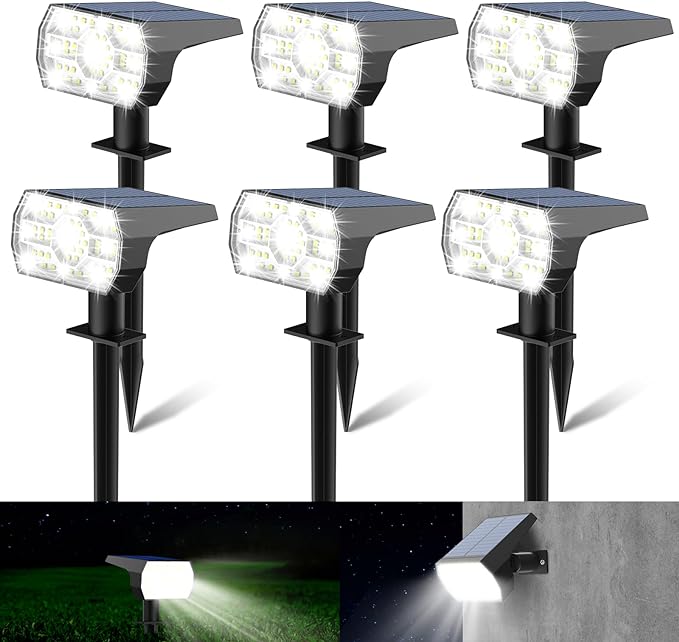 Kaxiida Solar Spot Lights Outdoor Waterproof, 3 Lighting Pack of 6 W131 - WHITE - Like New