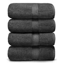 ARIV PREMIUM BATH TOWELS PACK OF 4, 100% COTTON, LARGE, SUPER SOFT - GREY - Brand New