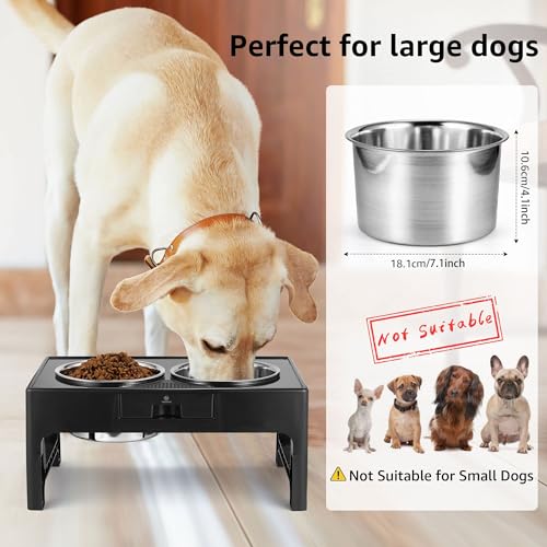 LAPENSA Elevated Dog Bowls Stainless Steel Deep Bowl Adjustable Stand Black Like New