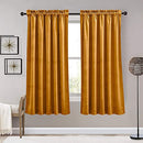 RYB HOME Gold Velvet Curtains Wide 52" Long 63" Marigold 2 Panels - B08THBQ9NF - Brand New