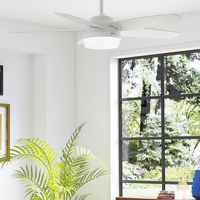 Hunter Fan CC52591-A 52" Indoor Ceiling Fan Light Kit Remote - Matte White - Like New