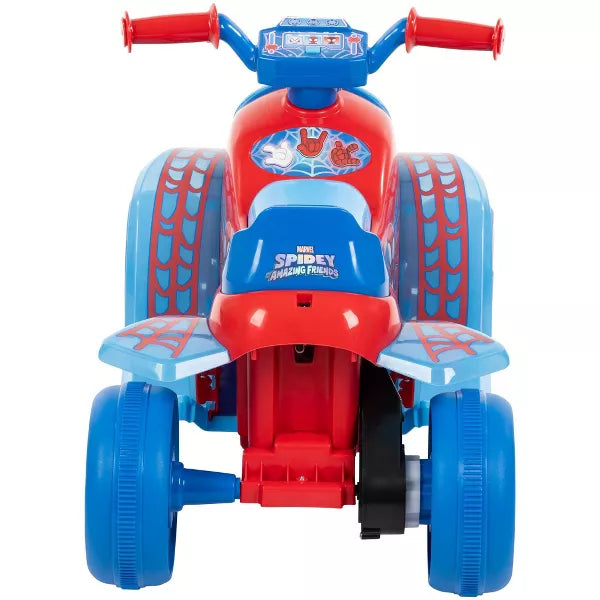 HUFFY SPIDEY HIS AMAZING FRIENDS BATTERY RIDE-ON QUAD 6V AGE 1.5+ - BLUE/RED - Like New