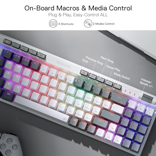RED DRAGON REDRAGON K655 75% RGB WIRED MECHANICAL KEYBOARD - WHITE/GRAY - Like New