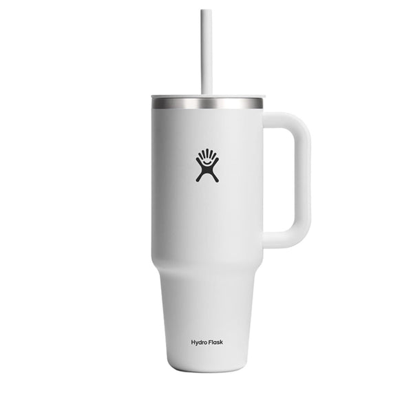 HYDRO FLASK 40OZ TRAVEL TUMBLER WITH HANDLE, LID, STRAW TT40PS110 - WHITE - Like New