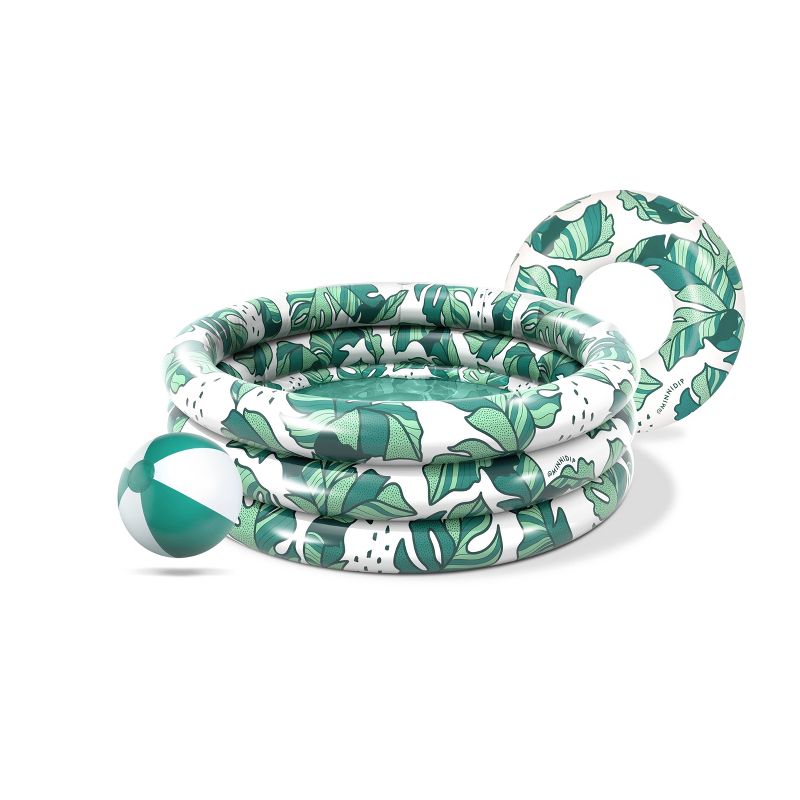 MINNIDIP BUNDLE POOL BEACH BALL RING FLOAT 125 GAL ROUND - BANANA LEAVES - Like New