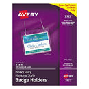 AVERYS HEAVY DUTY BADGE HOLDERS WITH CORDS, 3"X4", 2922 - CLEAR - Like New