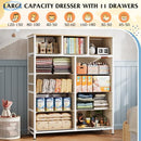 WLIVE Tall Dresser for Bedroom, 11 Drawer Chest of Drawers, Cream White - Like New