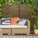 YESUNEED METAL PRIVACY SCREEN OUTDOOR 72" H×47" W FREESTANDING - BROWN&STAR - Like New