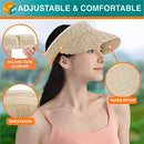 SUN CUBE WOMEN SUN VISOR HAT STRAW BEACH HAT WIDE BRIM UV BEIGE - ONE SIZE - Like New