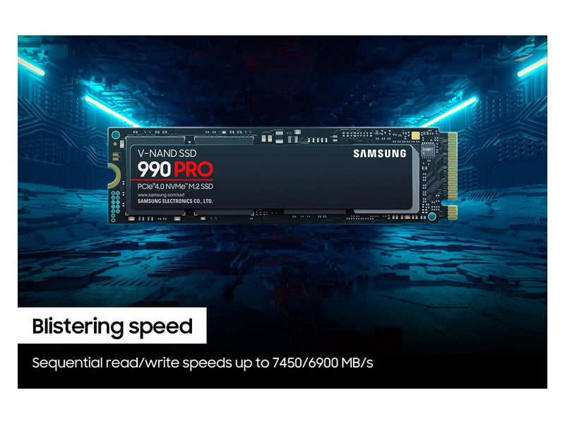 SAMSUNG SSD 990 PRO 1TB, PCIe 4.0 M.2 2280, Seq. Read Speeds Up-to 7,450MB/s