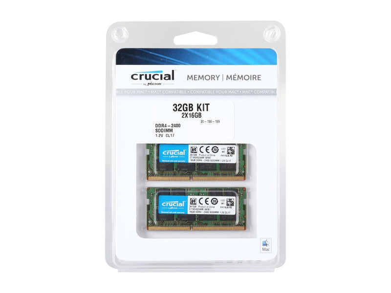 Crucial 32GB (2 x 16GB) DDR4 2400 (PC4 19200) Unbuffered Memory for Apple Model