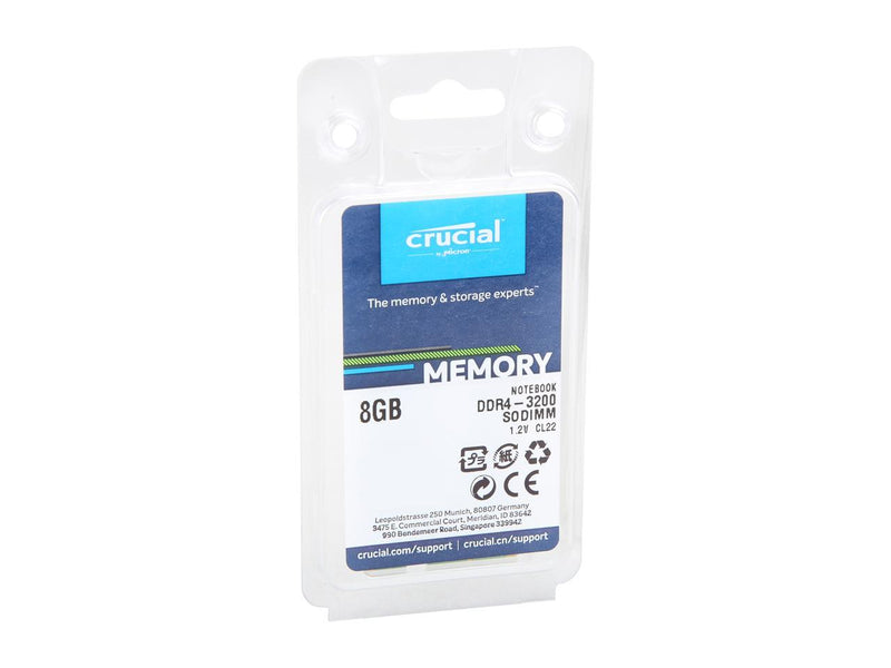 Crucial RAM 8GB DDR4 3200MHz CL22 (or 2933MHz or 2666MHz) Laptop Memory