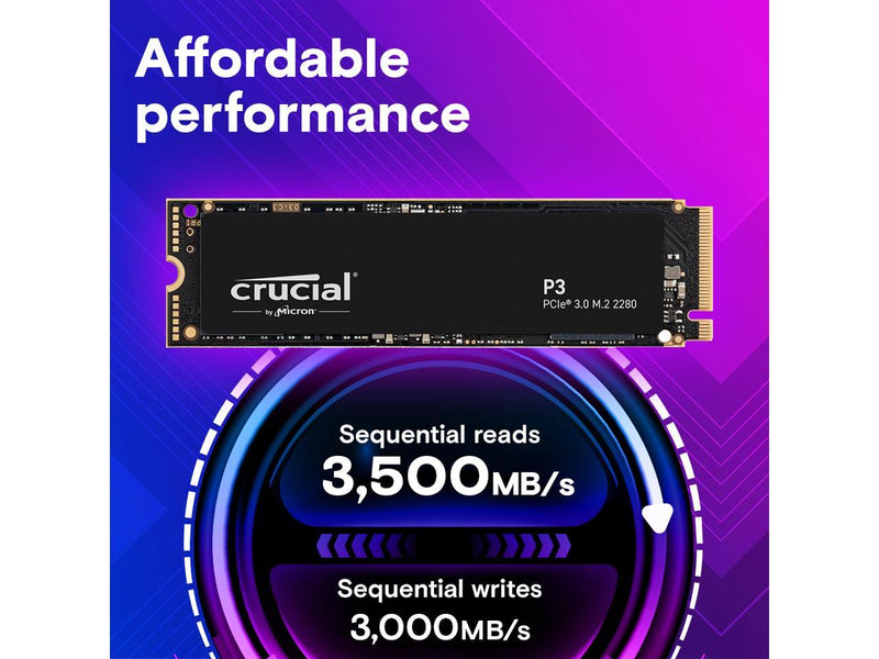 Crucial P3 4TB PCIe 3.0 3D NAND NVMe M.2 SSD, up to 3500MB/s - CT4000P3SSD8