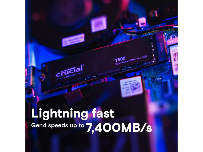 Crucial T500 1TB Gen4 NVMe M.2 Internal Gaming SSD, Up to 7300MB/s, laptop &