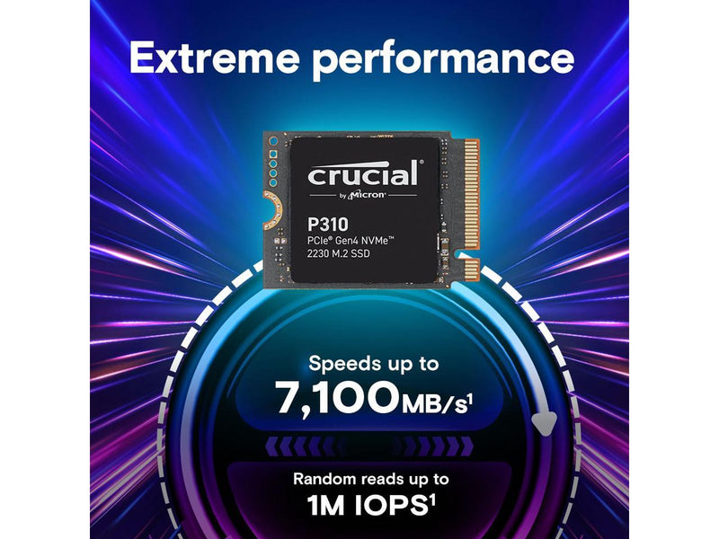 Crucial P310 2TB PCIe Gen4 2230 NVMe M.2 SSD - Up to 7,100 MB/s - Uplevel Your