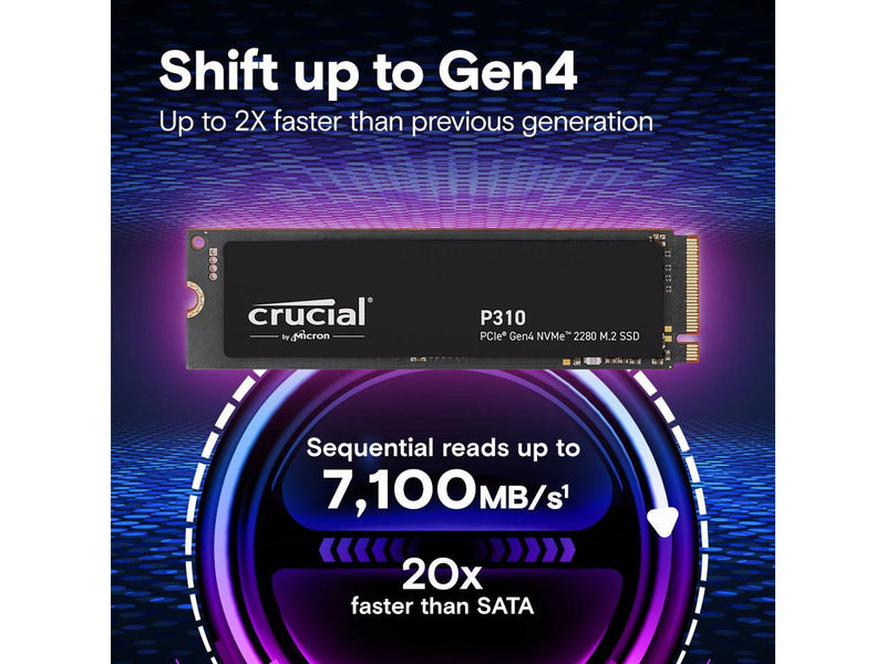 Crucial P310 M.2 2280 1TB PCI-Express 4.0 x4 NVMe 3D NAND Internal Solid State