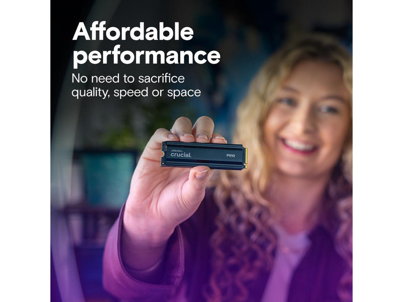 Crucial P510 2TB Gen5 NVMe SSD with Heatsink, Up to 11,000 MB/s, PCIe 5.0 M.2
