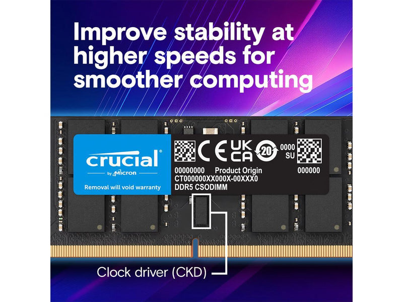 Crucial 64GB (2 x 32GB) 262-Pin DDR5 CSODIMM DDR5 6400 (PC5 51200) Laptop Memory