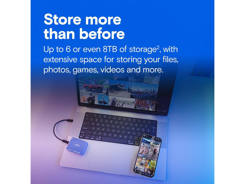 Crucial X10 2TB Portable Solid State Drive - External - USB 3.2 Gen 2x2