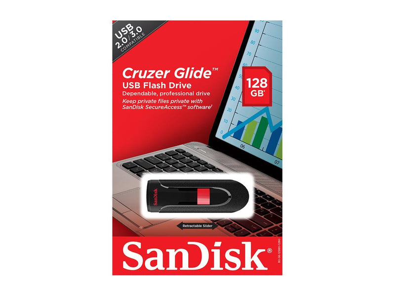 SanDisk 128GB Cruzer Glide USB 2.0 Flash Drive - SDCZ60-128G-B35