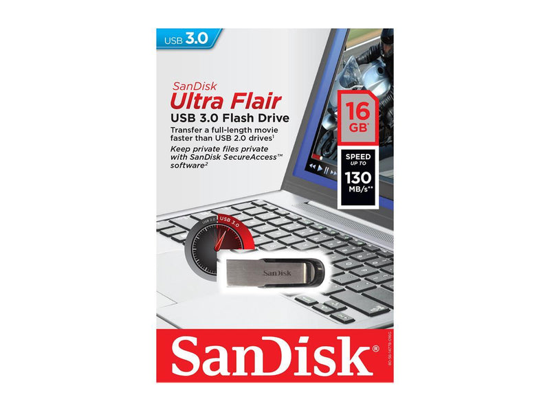 SanDisk 16GB Ultra Flair CZ73 USB 3.0 Flash Drive, Speed Up to 130MB/s