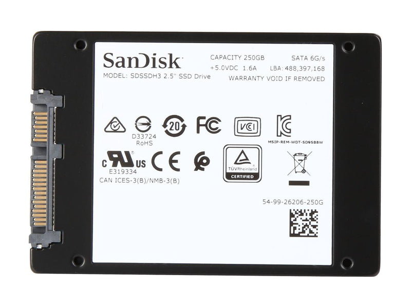 SanDisk Ultra 3D NAND 250GB Internal SSD - SATA III 6 Gb/s, 2.5"/7mm