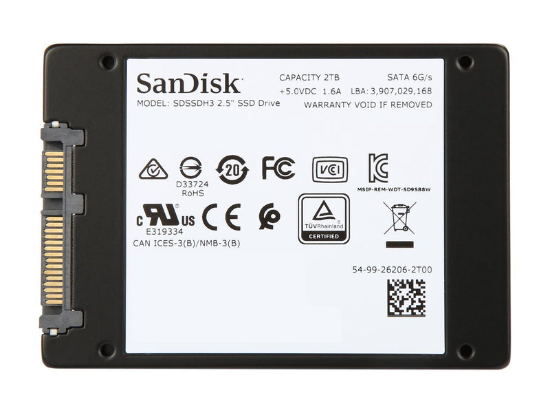 SanDisk Ultra 3D NAND 2TB Internal SSD - SATA III 6 Gb/s, 2.5"/7mm, Up