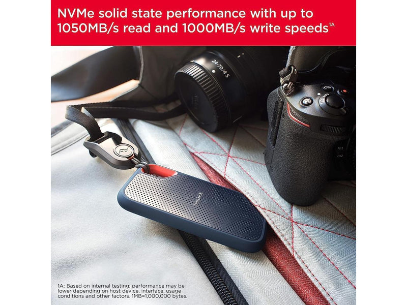 SanDisk 2TB Extreme Portable SSD - Up to 1050MB/s, USB-C, USB 3.2 Gen 2, IP65