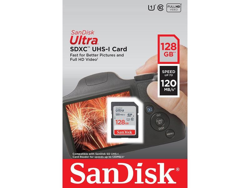 SanDisk 128GB Ultra SDXC UHS-I Memory Card - 120MB/s, C10, U1, Full HD