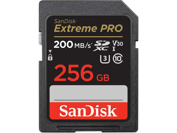 SanDisk 256GB Extreme Pro SDXC UHS-I/U3 V30 Class 10 Memory Card, Speed Up to