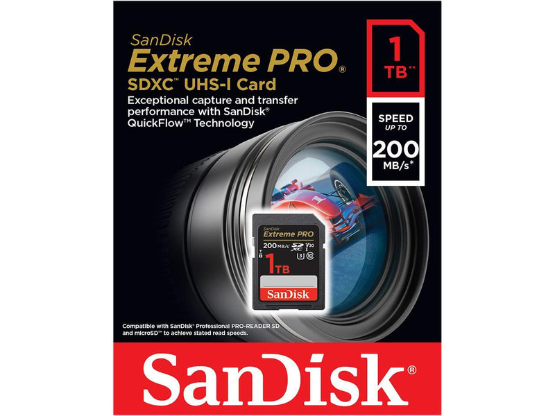 SanDisk 1TB Extreme Pro SDXC UHS-I/U3 V30 Class 10 Memory Card, Speed Up to