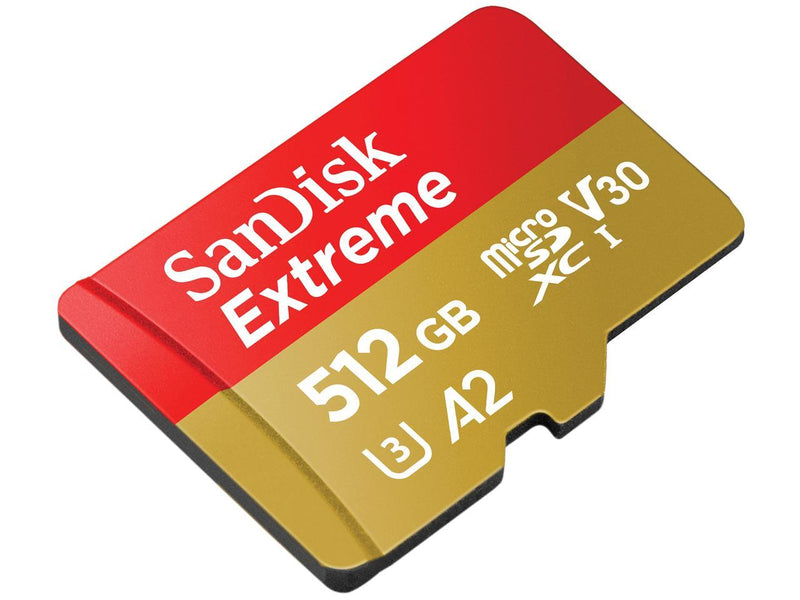 SanDisk 512GB Extreme microSDXC UHS-I/U3 A2 Micro SD Card with Adapter, Speed Up