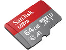 SanDisk 64GB Ultra microSDXC A1 UHS-I/U1 Class 10 Memory Card with Adapter,