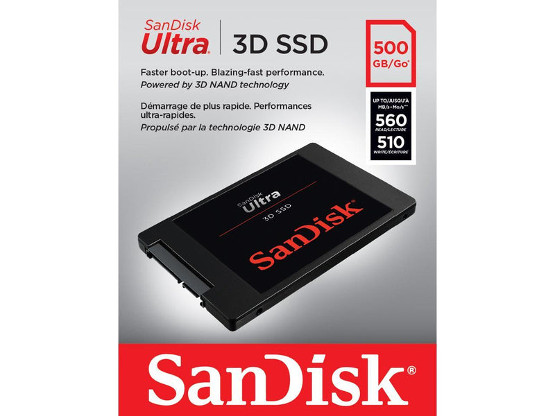 SanDisk Ultra 2.5" 500GB SATA III 3D NAND Internal Solid State Drive (SSD)