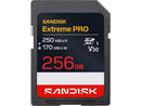 SANDISK 256GB Extreme PRO SD UHS-I Card - Up to 250MB/s Read Speed and 170MB/s