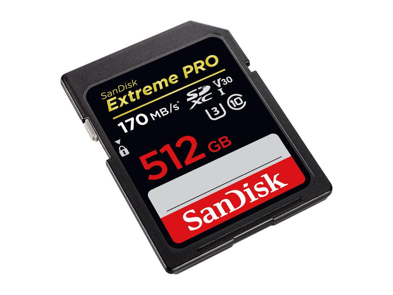 SanDisk 512GB Extreme PRO SDXC UHS-I Card - C10, U3, V30, 4K UHD, SD Card