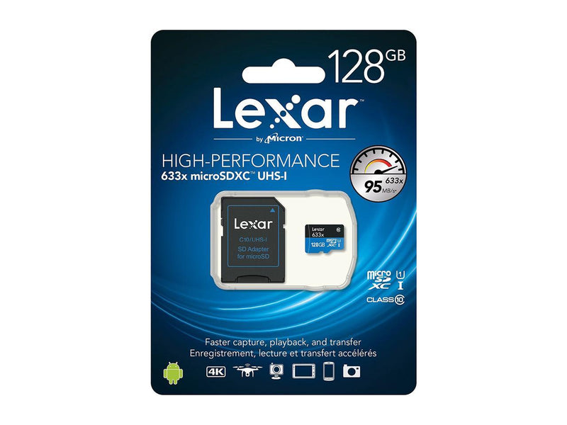 Lexar High-Performance 633x microSDXC UHS-1 Memory Card, 128GB