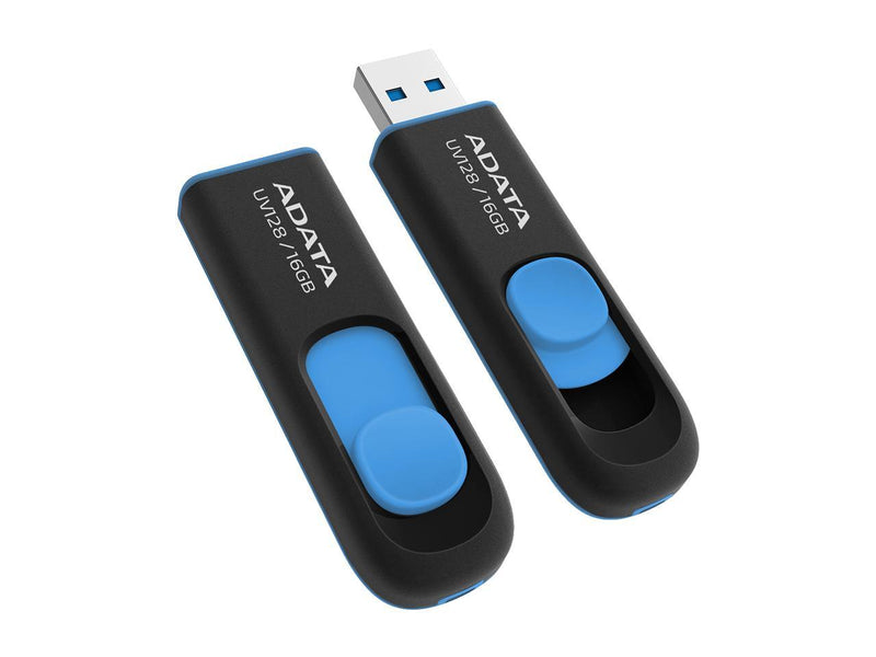 ADATA UV128 16GB USB 3.0 Retractable Capless Flash Drive, Blue (AUV128-16G-RBE)