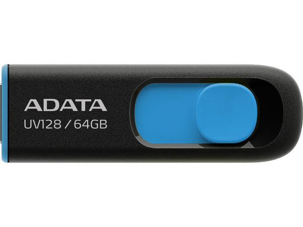 ADATA UV128 64GB USB 3.0 Retractable Capless Flash Drive, Blue (AUV128-64G-RBE)