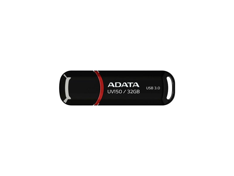 ADATA UV150 32GB USB 3.0 Snap-on Cap Flash Drive, Black (AUV150-32G-RBK)