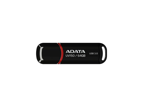 ADATA UV150 64GB USB 3.0 Snap-on Cap Flash Drive, Black (AUV150-64G-RBK)