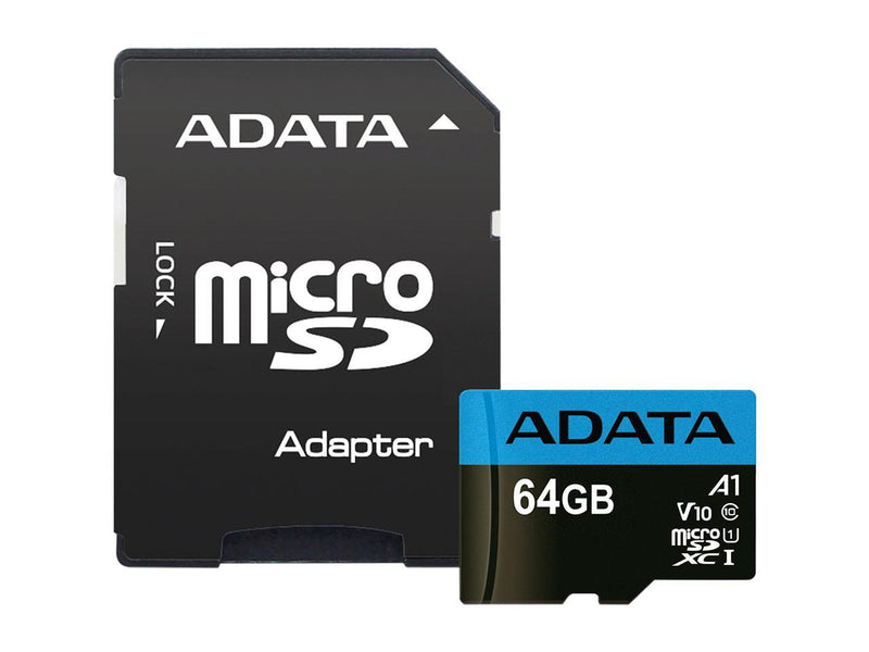 ADATA Premier 64GB MicroSDHC/SDXC UHS-I Class 10 V10 A1 Memory Card with