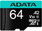 ADATA 64GB Premier Pro microSDXC UHS-I U3 / Class 10 V30 A2 Memory Card with SD